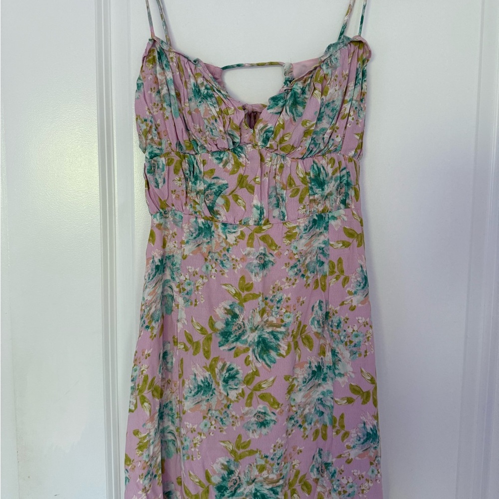 ASTR the Label Floral Pink and Green Midi Sundress
